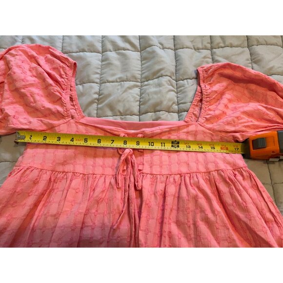 In the Style Tie Front Blouse Womens Size 8 Pink Boho Peasant Top Long Sleeve Sq - Picture 12 of 16